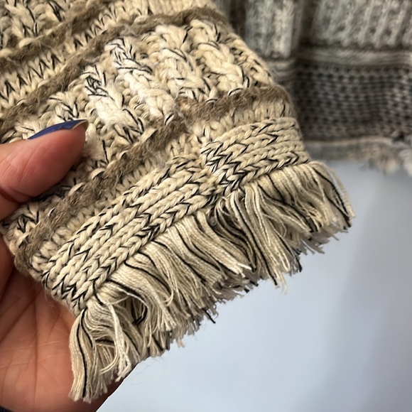 Dex Cream Beige Brown Hooded Open Front Cozy Boho Cardigan Knit Sweater Size S - Picture 3 of 12